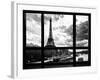 Window View, Special Series, Eiffel Tower and the Seine River, Paris, Black and White Photography-Philippe Hugonnard-Framed Photographic Print