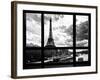 Window View, Special Series, Eiffel Tower and the Seine River, Paris, Black and White Photography-Philippe Hugonnard-Framed Photographic Print