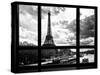 Window View, Special Series, Eiffel Tower and the Seine River, Paris, Black and White Photography-Philippe Hugonnard-Stretched Canvas