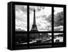 Window View, Special Series, Eiffel Tower and the Seine River, Paris, Black and White Photography-Philippe Hugonnard-Framed Stretched Canvas