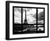 Window View, Special Series, Eiffel Tower and the Seine River, Paris, Black and White Photography-Philippe Hugonnard-Framed Photographic Print