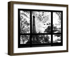 Window View, Special Series, Eiffel Tower View, Paris, France, Europe, Black and White Photography-Philippe Hugonnard-Framed Premium Photographic Print