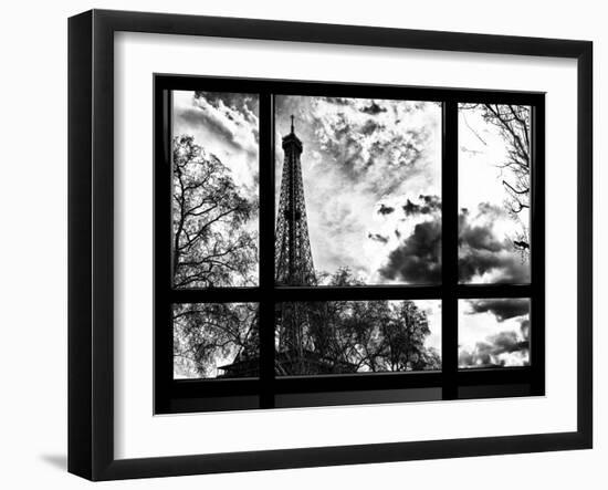 Window View, Special Series, Eiffel Tower View, Paris, France, Europe, Black and White Photography-Philippe Hugonnard-Framed Premium Photographic Print