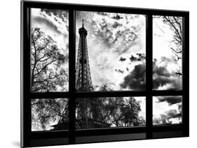 Window View, Special Series, Eiffel Tower View, Paris, France, Europe, Black and White Photography-Philippe Hugonnard-Mounted Premium Photographic Print
