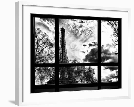 Window View, Special Series, Eiffel Tower View, Paris, France, Europe, Black and White Photography-Philippe Hugonnard-Framed Photographic Print