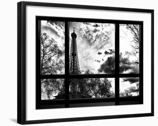 Window View, Special Series, Eiffel Tower View, Paris, France, Europe, Black and White Photography-Philippe Hugonnard-Framed Photographic Print