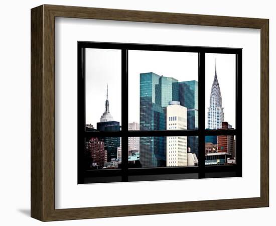 Window View, Special Series, Empire State Building and Chrysler Building Tops, Manhattan, New York-Philippe Hugonnard-Framed Photographic Print