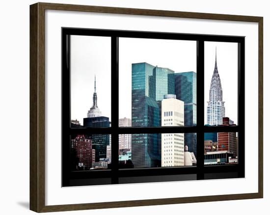 Window View, Special Series, Empire State Building and Chrysler Building Tops, Manhattan, New York-Philippe Hugonnard-Framed Photographic Print