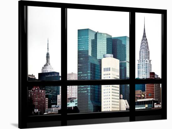 Window View, Special Series, Empire State Building and Chrysler Building Tops, Manhattan, New York-Philippe Hugonnard-Stretched Canvas