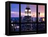 Window View, Special Series, Empire State Building and Liberty Tower by Night, Manhattan, NYC, US-Philippe Hugonnard-Framed Stretched Canvas