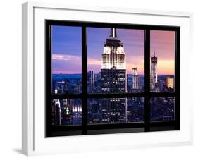 Window View, Special Series, Empire State Building and Liberty Tower by Night, Manhattan, NYC, US-Philippe Hugonnard-Framed Photographic Print