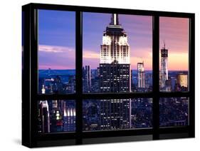 Window View, Special Series, Empire State Building and Liberty Tower by Night, Manhattan, NYC, US-Philippe Hugonnard-Stretched Canvas