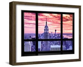 Window View, Special Series, Empire State Building View, Sunset, Manhattan, New York City, US-Philippe Hugonnard-Framed Premium Photographic Print