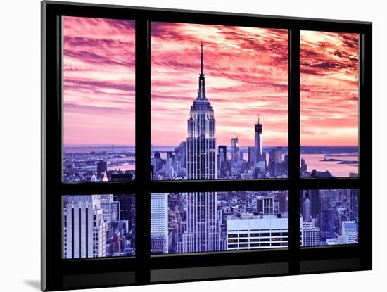 Window View, Special Series, Empire State Building View, Sunset, Manhattan, New York City, US-Philippe Hugonnard-Mounted Premium Photographic Print
