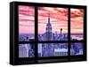 Window View, Special Series, Empire State Building View, Sunset, Manhattan, New York City, US-Philippe Hugonnard-Framed Stretched Canvas