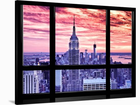 Window View, Special Series, Empire State Building View, Sunset, Manhattan, New York City, US-Philippe Hugonnard-Stretched Canvas