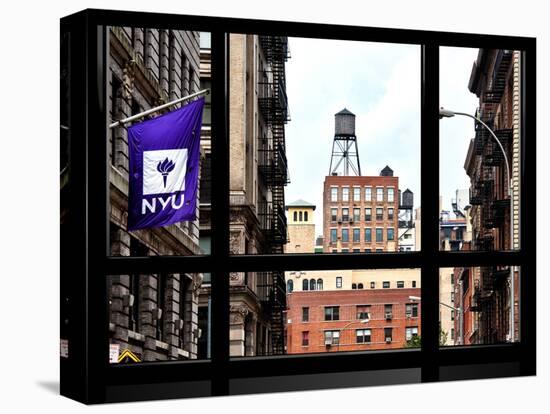 Window View, Special Series, Greenwich Village, Nyu Flag, Manhattan, New York City, US, USA-Philippe Hugonnard-Stretched Canvas