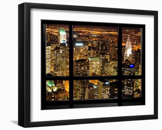 Window View, Special Series, Landscape by Night, Manhattan, New York City, United States-Philippe Hugonnard-Framed Premium Photographic Print