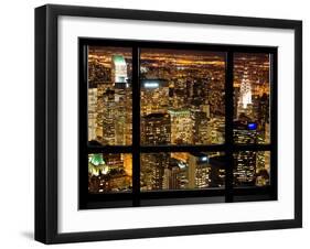 Window View, Special Series, Landscape by Night, Manhattan, New York City, United States-Philippe Hugonnard-Framed Premium Photographic Print