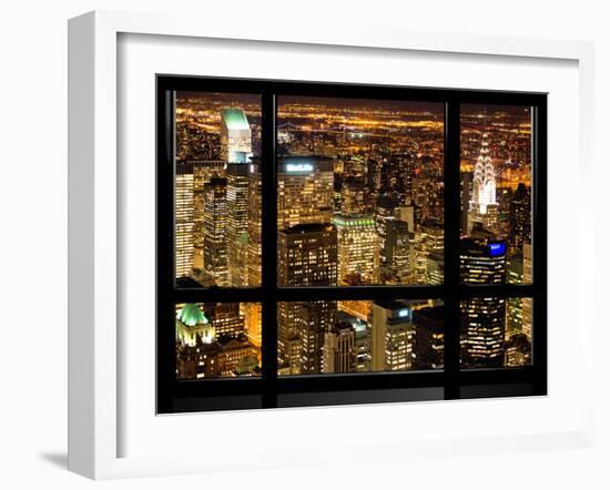 Window View, Special Series, Landscape by Night, Manhattan, New York City, United States-Philippe Hugonnard-Framed Premium Photographic Print