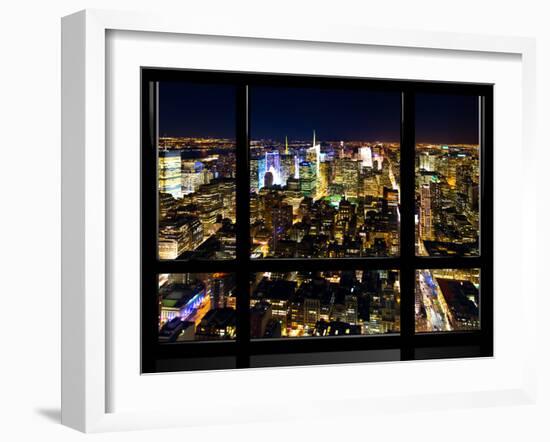 Window View, Special Series, Landscape by Night, Manhattan, New York City, United States-Philippe Hugonnard-Framed Premium Photographic Print