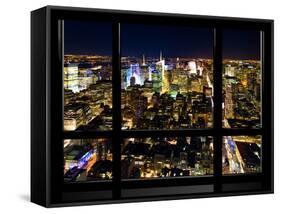 Window View, Special Series, Landscape by Night, Manhattan, New York City, United States-Philippe Hugonnard-Framed Stretched Canvas