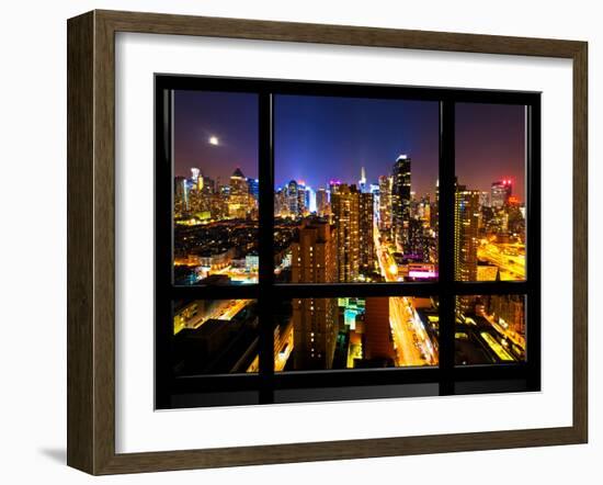 Window View, Special Series, Landscape, Manhattan by Night, Times Square, New York City, US-Philippe Hugonnard-Framed Premium Photographic Print