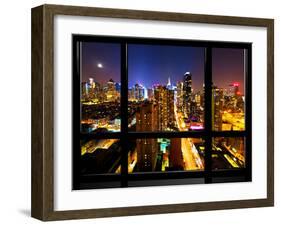 Window View, Special Series, Landscape, Manhattan by Night, Times Square, New York City, US-Philippe Hugonnard-Framed Premium Photographic Print