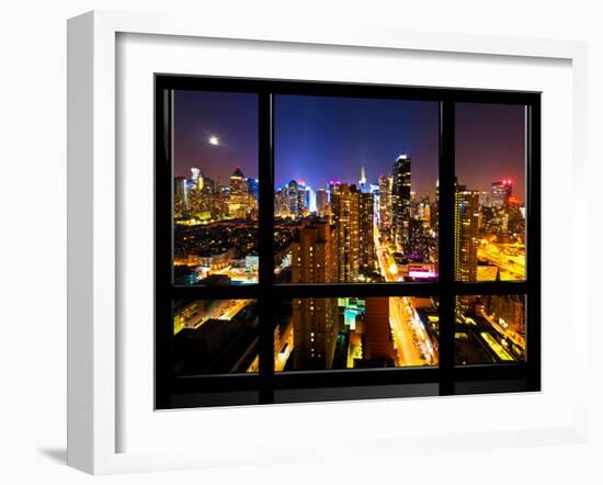 Window View, Special Series, Landscape, Manhattan by Night, Times Square, New York City, US-Philippe Hugonnard-Framed Premium Photographic Print