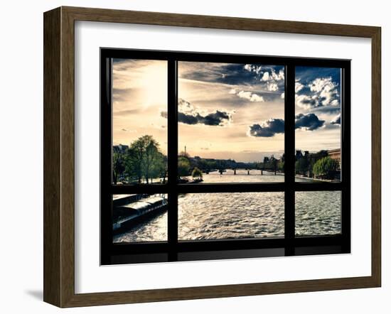 Window View, Special Series, Landscape View on Seine River and Eiffel Tower, Paris, France, Europe-Philippe Hugonnard-Framed Premium Photographic Print