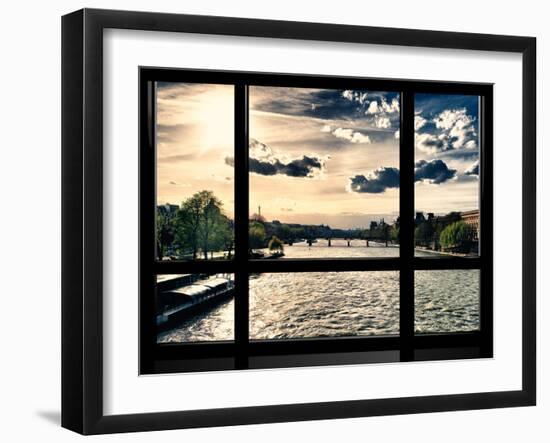 Window View, Special Series, Landscape View on Seine River and Eiffel Tower, Paris, France, Europe-Philippe Hugonnard-Framed Premium Photographic Print