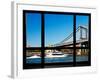 Window View, Special Series, Manhattan Bridge, Boat on East River, Manhattan, New York, US-Philippe Hugonnard-Framed Photographic Print