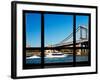 Window View, Special Series, Manhattan Bridge, Boat on East River, Manhattan, New York, US-Philippe Hugonnard-Framed Photographic Print
