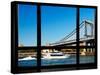 Window View, Special Series, Manhattan Bridge, Boat on East River, Manhattan, New York, US-Philippe Hugonnard-Stretched Canvas