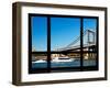 Window View, Special Series, Manhattan Bridge, Boat on East River, Manhattan, New York, US-Philippe Hugonnard-Framed Photographic Print