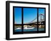 Window View, Special Series, Manhattan Bridge, Boat on East River, Manhattan, New York, US-Philippe Hugonnard-Framed Photographic Print