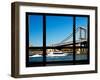 Window View, Special Series, Manhattan Bridge, Boat on East River, Manhattan, New York, US-Philippe Hugonnard-Framed Premium Photographic Print