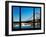 Window View, Special Series, Manhattan Bridge, Boat on East River, Manhattan, New York, US-Philippe Hugonnard-Framed Premium Photographic Print
