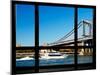 Window View, Special Series, Manhattan Bridge, Boat on East River, Manhattan, New York, US-Philippe Hugonnard-Mounted Premium Photographic Print