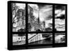 Window View, Special Series, Notre Dame Cathedral, Seine River, Paris, Black and White Photography-Philippe Hugonnard-Stretched Canvas