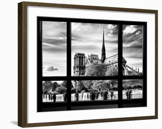 Window View, Special Series, Notre Dame Cathedral View, Paris, Europe, Black and White Photography-Philippe Hugonnard-Framed Photographic Print