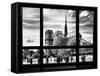 Window View, Special Series, Notre Dame Cathedral View, Paris, Europe, Black and White Photography-Philippe Hugonnard-Framed Stretched Canvas