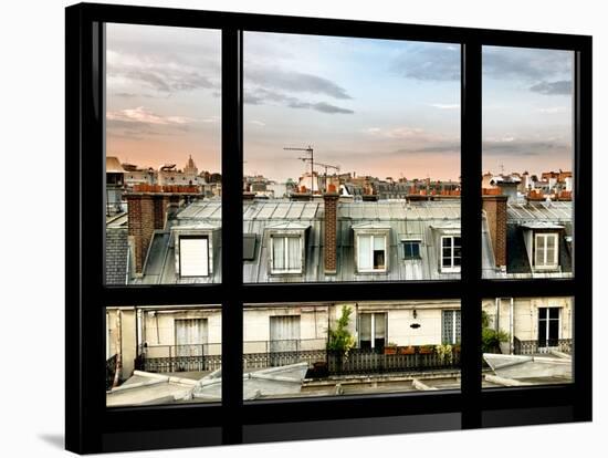 Window View, Special Series, Rooftops, Sacre-Cœur Basilica, Paris, France-Philippe Hugonnard-Stretched Canvas