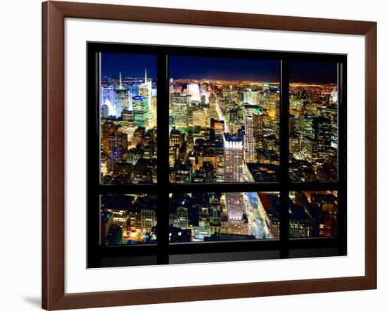 Window View, Special Series, Skyline by Night, Manhattan, New York City, United States-Philippe Hugonnard-Framed Photographic Print