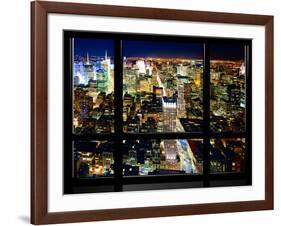 Window View, Special Series, Skyline by Night, Manhattan, New York City, United States-Philippe Hugonnard-Framed Photographic Print