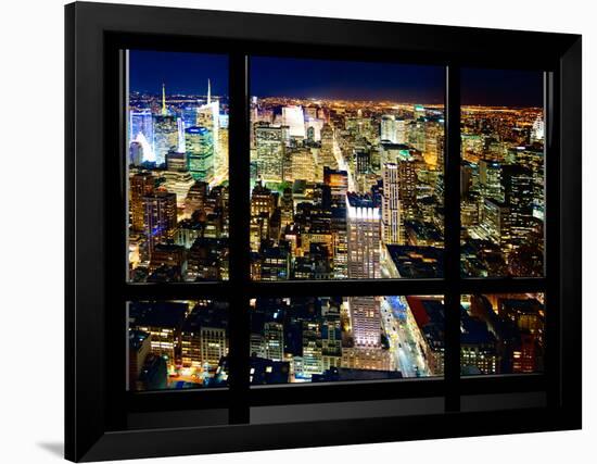 Window View, Special Series, Skyline by Night, Manhattan, New York City, United States-Philippe Hugonnard-Framed Photographic Print