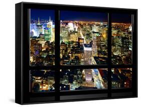 Window View, Special Series, Skyline by Night, Manhattan, New York City, United States-Philippe Hugonnard-Framed Stretched Canvas