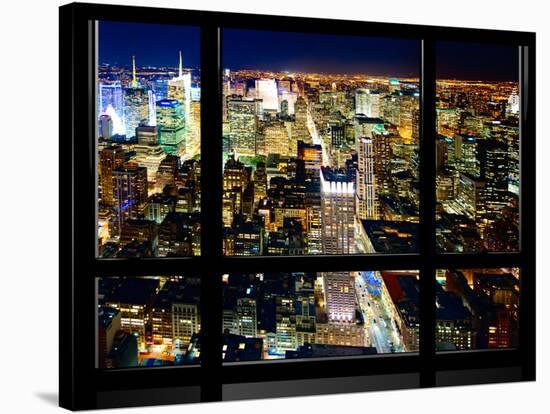 Window View, Special Series, Skyline by Night, Manhattan, New York City, United States-Philippe Hugonnard-Stretched Canvas