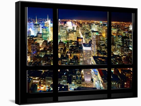 Window View, Special Series, Skyline by Night, Manhattan, New York City, United States-Philippe Hugonnard-Framed Stretched Canvas