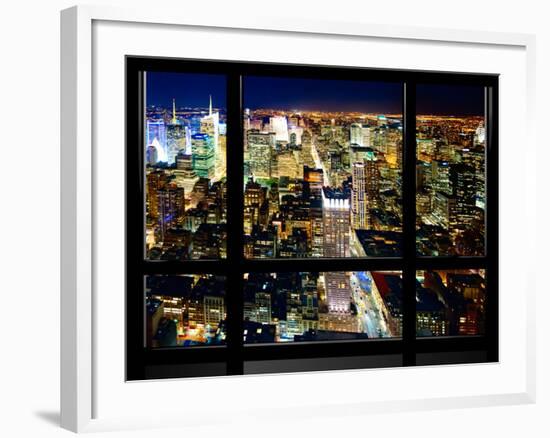 Window View, Special Series, Skyline by Night, Manhattan, New York City, United States-Philippe Hugonnard-Framed Photographic Print